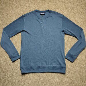 PATAGONIA M's Waffle Knit Henley Men M Blue Long Sleeve Pullover Outdoors